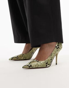 �G�C�\�X ���f�B�[�X �V���[�Y �p���v�X �q�[�� ASOS DESIGN Perth pointed stiletto higheeled pumpsnake Green Snake �O���[��