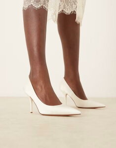 �G�C�\�X ���f�B�[�X �V���[�Y �q�[�� �T�e�� ASOS DESIGN Perth pointed toe stiletto higheel pump satin Ivory Satin �A�C�{���[