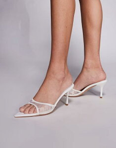 �V�~ ���f�B�[�X �V���[�Y �T���_�� ���[�X �q�[�� SIMMI ShoesIMMI London Fiorella heeled mule sandals lace White Lace �z���C�g