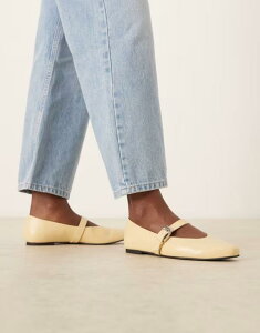 �G�C�\�X ���f�B�[�X �V���[�Y �p���v�X ASOS DESIGN Leah Mary Jane ballet flats in butter yellow Butter yellow �C�G���[