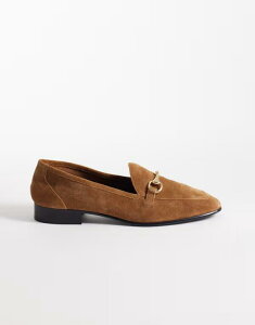 �}���S ���f�B�[�X �V���[�Y �X���b�|���E���[�t�@�[ ���U�[ Mango leather loafers with gold-tone hardware in tan �^��