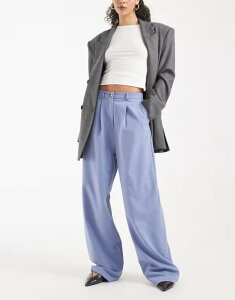 �~�X�Z���t�t���b�W ���f�B�[�X �{�g���X �J�W���A���p���c ���C�h���b�O Misselfridge tailored wide leg pants in powder blue �u���[