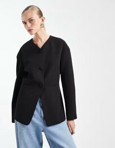 �~�X�Z���t�t���b�W ���f�B�[�X �A�E�^�[ �W���P�b�g�E�u���]�� �u���U�[ Misselfridge collarless cinch blazer Black �u���b�N