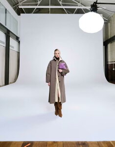 �G�C�\�X ���f�B�[�X �A�E�^�[ �R�[�g �v���[�c ASOS DESIGN longline trench coat with pleatedetailing in mushroom