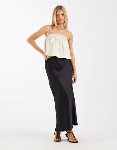 �G�C�\�X ���f�B�[�X �{�g���X�J�[�g �T�e�� �}�L�V ASOS DESIGN satin bias maxi skirt Black �u���b�N