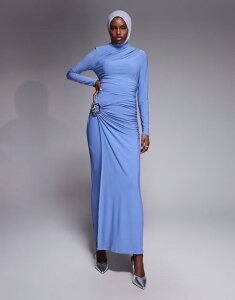 �G�C�\�X ���f�B�[�X �g�b�v�X �����s�[�X �}�L�V ASOS DESIGN long sleeve maxi dress with trim detail in slate Brown �u���E��