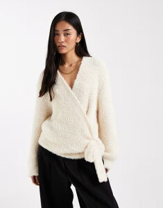 �~�X�Z���t�t���b�W ���f�B�[�X �A�E�^�[ �j�b�g�E�Z�[�^�[ Misselfridge knit wrap bow detail sweater in cream �N���[��