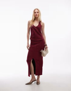 �G�C�\�X ���f�B�[�X �{�g���X�J�[�g �t�����g�X���b�g �X�G�[�h �}�L�V ASOS DESIGN suede maxi skirt with front slit - part of a set Burgundy �o�[�K���f�B