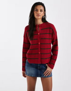 �~�X�Z���t�t���b�W ���f�B�[�X �A�E�^�[ �J�[�f�B�K�� Misselfridge striped cardigand brown stripe RED AND CHOC STRIPE ���b�h