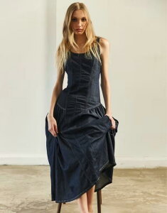�g�b�v�V���b�v ���f�B�[�X �g�b�v�X �����s�[�X �f�j�� �}�L�V Topshop denim seam detail maxi dress indigo rinse Indigo rinse �C���f�B�S