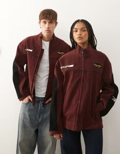 �R���[�W���� ���f�B�[�X �A�E�^�[ �R�[�g �X�G�[�h �W���P�b�g COLLUSION Unisex faux suede track jacket and RED ���b�h