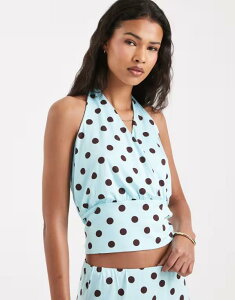 �R�b�g���I�� ���f�B�[�X �g�b�v�X �V���c �h�b�g �z���^�[ Cotton sandy wrap halter top in polka dots - part of a set Multi �}���`�J���[