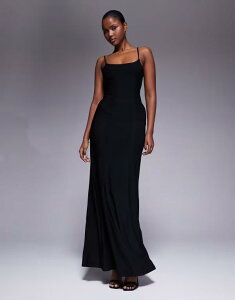 �G�C�\�X ���f�B�[�X �g�b�v�X �����s�[�X ���[�X �}�L�V ASOS DESIGN lace up back maxi slip dress Black �u���b�N