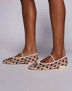 �p�u���b�N�f�U�C�A ���f�B�[�X �V���[�Y �p���v�X �h�b�g�� �h�b�g ���b�V�� Public Desire Glow polka dot ballet flats and white mesh WHITE �z���C�g