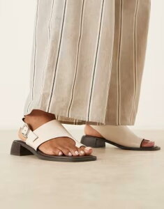 �G�C�\�X ���f�B�[�X �V���[�Y �T���_�� �A�V�����g���[ �q�[�� ASOS DESIGN Farrow asymmetric toe loop heeled sandalsTONE �X�g�[��