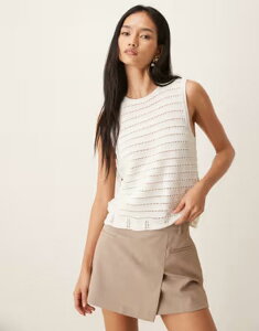 �W�F�C�f�B�[���C ���f�B�[�X �g�b�v�X �x�X�g �j�b�g JDY boxy knit scallop edge tank top with crochet detail piping CLOUDANCER �z���C�g