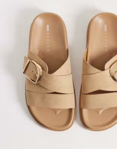 �G�C�\�X ���f�B�[�X �V���[�Y �T���_�� ASOS DESIGN Freeway double strap slides in sand �T���h