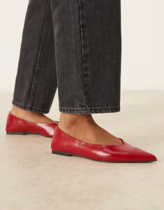 �G�C�\�X ���f�B�[�X �V���[�Y �p���v�X ASOS DESIGN Lari pointed toe ballet flats RED ���b�h