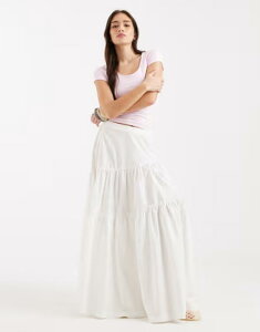 �G�C�\�X ���f�B�[�X �{�g���X�J�[�g �e�B�A�[�h �A�V�����g���[ �}�L�V ASOS DESIGN asymmetric tiered boho maxi skirt White �z���C�g