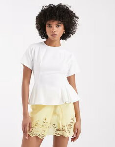 �~�X�Z���t�t���b�W ���f�B�[�X �g�b�v�X T�V���c Misselfridge peplum hem detail tee WHITE �z���C�g