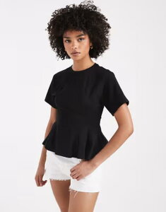 �~�X�Z���t�t���b�W ���f�B�[�X �g�b�v�X T�V���c Misselfridge peplum hem detail tee black �u���b�N