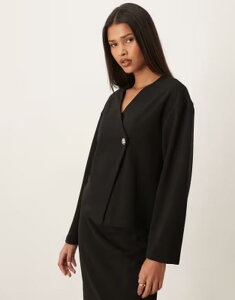 ���B�� ���f�B�[�X �A�E�^�[ �J�[�f�B�K�� �j�b�g Vila hammered button wrap front knit cardigan - part of a set Black beauty �u���b�N
