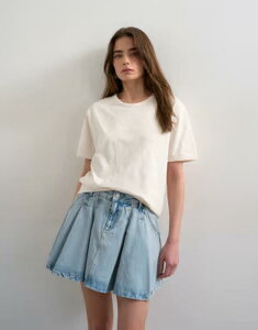 �g�b�v�V���b�v ���f�B�[�X �{�g���X�J�[�g �v���[�c �~�j �f�j�� Topshop denim pleated full mini skirt in bleach �f�j��