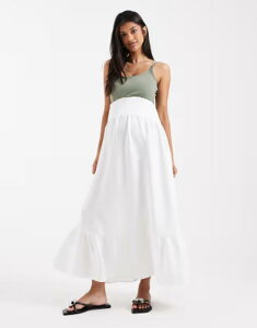 �}�}���C�V�A�X ���f�B�[�X �{�g���X�J�[�g �~�f�B �}�^�j�e�B Mama.licious Mamalicious Maternity shirred waistband boho style midi skirt Snowhite �z���C�g