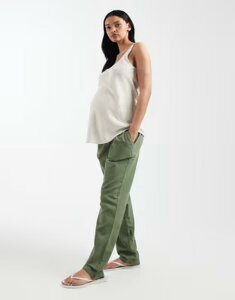�}�}���C�V�A�X ���f�B�[�X �{�g���X �J�W���A���p���c ���l�� �}�^�j�e�B Mama.licious Mamalicious Maternity tie waist linen touch pantsea spray �J�[�L