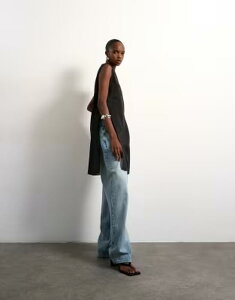 �g�b�v�V���b�v ���f�B�[�X �g�b�v�X �^���N�g�b�v �V�A�[ Topshop longline sheer organza tunic Black �u���b�N