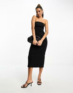 �G�C�\�X ���f�B�[�X �g�b�v�X �����s�[�X �~�f�B �f�j�� ASOS DESIGN denim bandeau midi dress in washed black �u���b�N