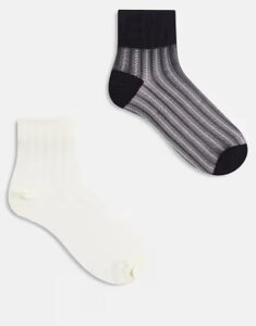 �G�C�\�X ���f�B�[�X �A���_�[�E�F�A �C�� �V�A�[ �A���N�� ASOS DESIGN pack of 2 pairsheer ankle socks and Mono �z���C�g