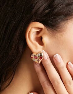�A�N�Z�T���C�Y ���f�B�[�X �A�N�Z�T���[ �s�A�X�E�C�������O Accessorize statement heart faux gemstone stud earrings tone GOLD �S�[���h