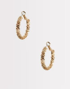 �G�C�\�X ���f�B�[�X �A�N�Z�T���[ �s�A�X�E�C�������O ASOS DESIGN small hoop earrings with beadedesign tone GOLD �S�[���h