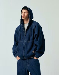 �G�C�\�X �����Y �{�g���X �f�j���p���c �p�[�J�[ ASOS DESIGN oversizedenim hoodie with plaid - part of a set Dark Wash Blue �u���[