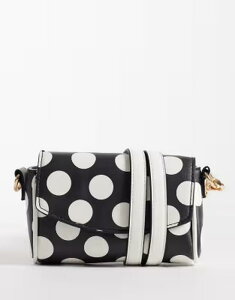 �G�C�\�X ���f�B�[�X �o�b�O �h�b�g�� �h�b�g �~�j ASOS DESIGN polka dot mini cross body bag with adjustable strap in mono spot �h�b�g