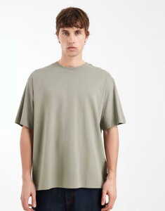 �W���b�N �A���h �W���[���Y �����Y �g�b�v�X T�V���c Jack & Jones 200gsm heavyweight oversized t-shirt Vetiver �O���[��