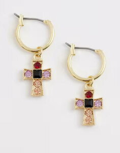 �G�C�\�X ���f�B�[�X �A�N�Z�T���[ �s�A�X�E�C�������O ASOS DESIGN hoop earrings with small cross detail tone GOLD �S�[���h