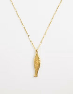 �G�C�\�X ���f�B�[�X �A�N�Z�T���[ �l�b�N���X�E�`���[�J�[�E�y���_���g�g�b�v T�V���c ���[�X ASOS Curve ASOS DESIGN Curve waterproof stainlessteel necklace with fish pendantone GOLD �S�[���h