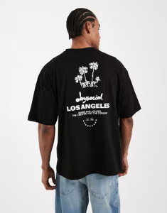 �G�C�\�X �����Y �g�b�v�X T�V���c �t�����[�� �v�����g �t�����[ ASOS DESIGN oversized t-shirt with floral back print Black �u���b�N