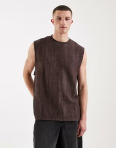 �G�C�\�X �����Y �g�b�v�X �x�X�g ASOS DESIGN oversized vestextured fabric Bracken �u���E��