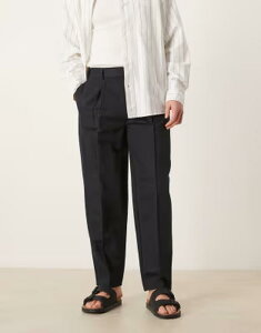 �G�C�\�X �����Y �{�g���X �J�W���A���p���c ���l�� ASOS DESIGN linen rich oversized taperedress pants Black �u���b�N