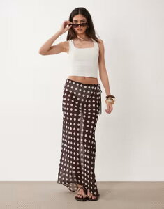 �~�X�Z���t�t���b�W ���f�B�[�X �{�g���X�J�[�g �h�b�g�� �V�t�H�� �h�b�g �}�L�V Misselfridge beachiffon bias cut maxi skirt in chocolate polka dot Chocolate Polka Dot �`���R���[�g