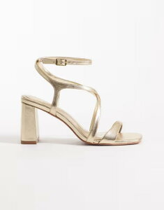�G�C�\�X ���f�B�[�X �V���[�Y �T���_�� �q�[�� ASOS DESIGN Highgate mid block heel sandals GOLD �S�[���h