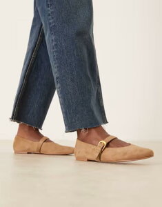 �G�C�\�X ���f�B�[�X �V���[�Y �p���v�X�G�[�h ASOS DESIGN Leah Mary Jane ballet flats in sand suedette SAND SUEDETTE �T���h