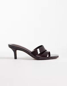 �G�C�\�X ���f�B�[�X �V���[�Y �T���_�� �A�V�����g���[ ASOS DESIGN Harlee asymmetric double strap mules in chocolate patent Chocolate patent �`���R���[�g