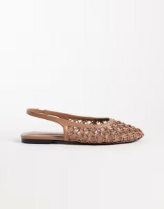 �G�C�\�X ���f�B�[�X �V���[�Y �p���v�X ASOS DESIGN Lure woven detailing slingback ballet flats in taupe �g�[�v