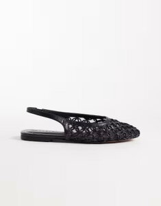 �G�C�\�X ���f�B�[�X �V���[�Y �p���v�X ASOS DESIGN Lure woven detailing slingback ballet flats Black �u���b�N