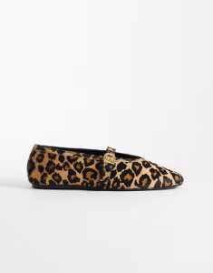 �G�C�\�X ���f�B�[�X �V���[�Y �p���v�X �v�����g ASOS DESIGN Lively premiumary jane ballet flats in leopard print Leopard pony �A�j�}��