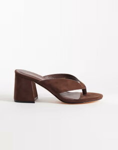 �����h�����x�� ���f�B�[�X �V���[�Y �T���_�� �q�[�� London Rebelle heeled flip flop sandals in chocolate �`���R���[�g